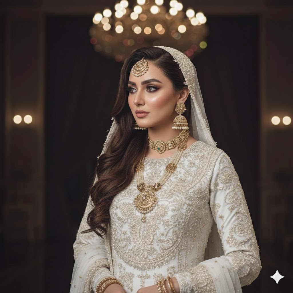 White Bridal Lehenga - Image 3